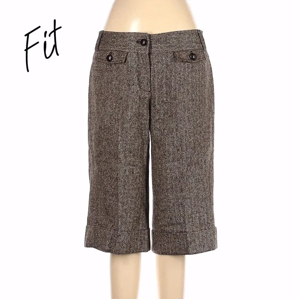 Ted Baker Purple Marled Wide Leg Bermuda Culottes, Size 4 (XS), EUC, Vintage Y2K - Picture 3 of 8